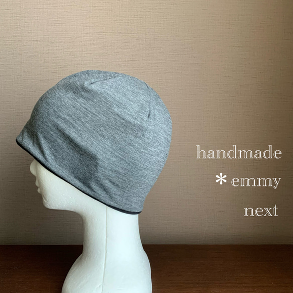 送料無料＊handmade春色レイヤードコットンベレー帽（アンダーキャップ付の2枚セット）ケア帽子　ケアキャップ 14枚目の画像