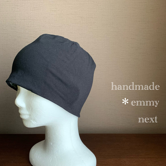 送料無料＊handmade春色レイヤードコットンベレー帽（アンダーキャップ付の2枚セット）ケア帽子　ケアキャップ 5枚目の画像