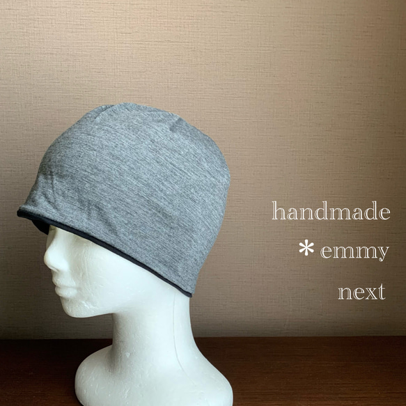 送料無料＊handmade春色レイヤードコットンベレー帽（アンダーキャップ付の2枚セット）ケア帽子　ケアキャップ 12枚目の画像