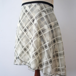 ***SALE***バレエ　ラップスカート[ドットチェック・クリーム52-117] A066 3枚目の画像