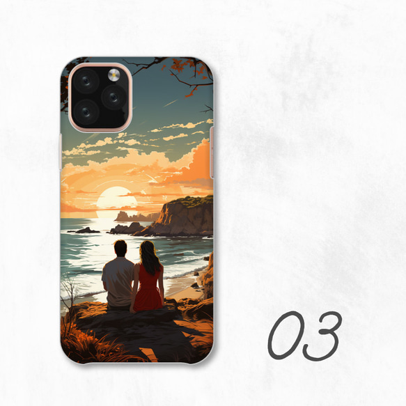 情侶情侶旅行日落海邊精美智慧型手機保護殼相容於所有型號後背式硬殼 NLFT-HARD-a119 第5張的照片