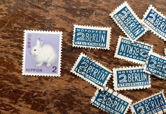 ブルーフリースタンプ（ドイツヴィンテージ切手）12枚【Germany】  DA-STE131 4枚目の画像