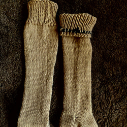 男性用手編み靴下(ハイソックス）メリノウール使用 4枚目の画像