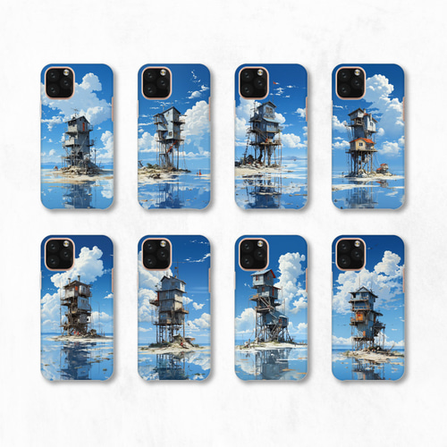 海 海外 風景 景色 建物 幻想的 夏 全機種対応スマホケース 背面型