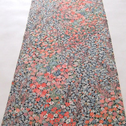 黑色正品加賀友禪四季花卉圖案純絲丹後Chirimen No.207 [長50cm x 寬36cm] 和服拆線日本布料 第3張的照片