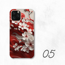桜 日本 花 ボタニカル 和風 紅白 綺麗め 全機種対応スマホケース 背面型 ハードケース NLFT-HARD-a142 7枚目の画像