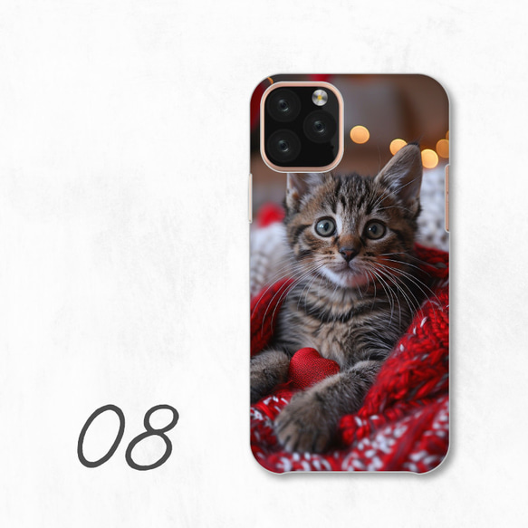 小貓貓可愛心型愛心針織智慧型手機保護殼相容所有型號後背式硬殼 NLFT-HARD-a157 第10張的照片