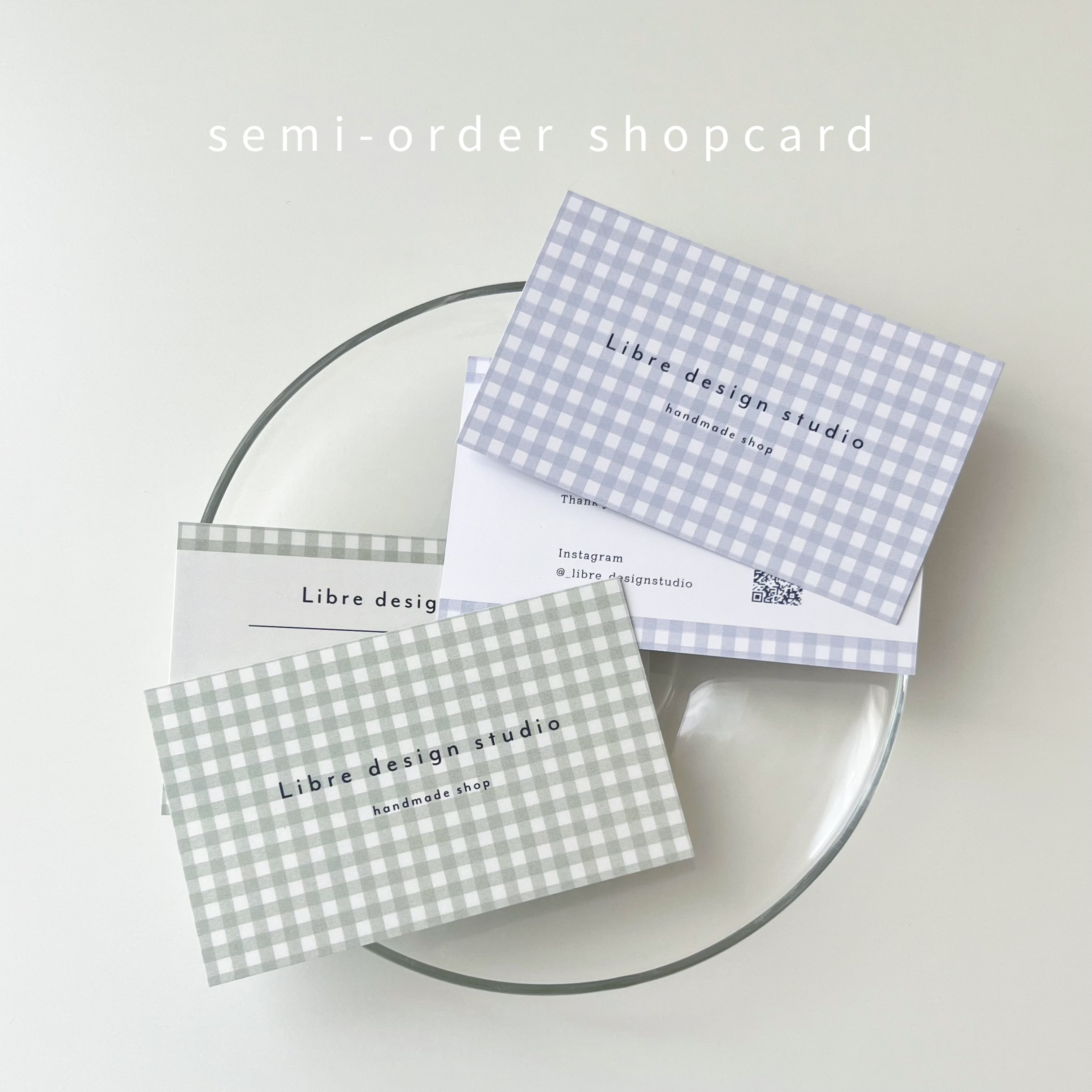 淡色チェック￤セミオーダー￤ショップカード100枚￤ タグ・台紙