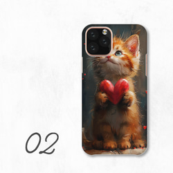 小貓貓可愛心紅粉色智慧型手機保護殼相容於所有型號後背式硬殼 NLFT-HARD-a159 第4張的照片
