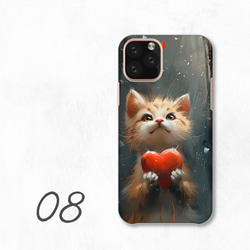 小貓貓可愛心紅粉色智慧型手機保護殼相容於所有型號後背式硬殼 NLFT-HARD-a159 第10張的照片