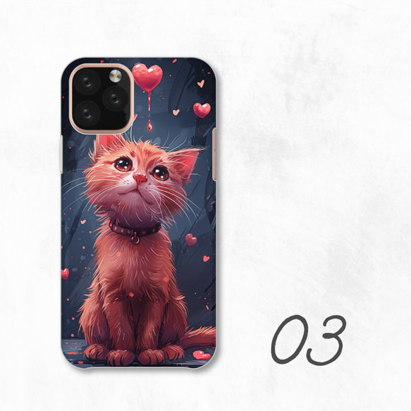 小貓貓可愛心紅粉色智慧型手機保護殼相容於所有型號後背式硬殼 NLFT-HARD-a159 第5張的照片