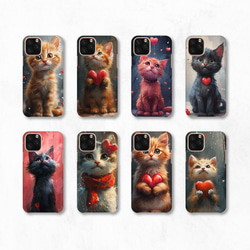 小貓貓可愛心紅粉色智慧型手機保護殼相容於所有型號後背式硬殼 NLFT-HARD-a159 第2張的照片