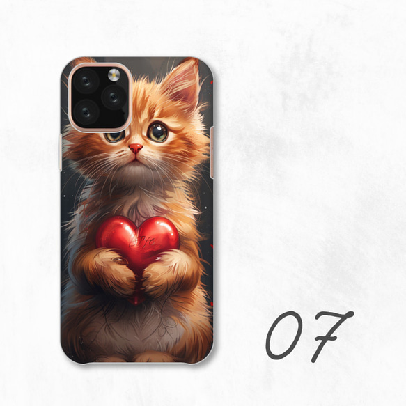 小貓貓可愛心紅粉色智慧型手機保護殼相容於所有型號後背式硬殼 NLFT-HARD-a159 第9張的照片