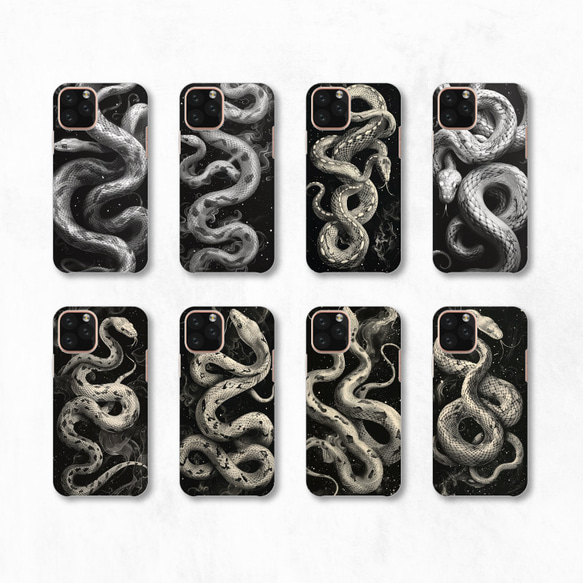 蛇單色藝術白蛇星智慧型手機保護殼適用於所有型號後背硬殼 NLFT-HARD-a161 第2張的照片