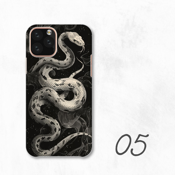 蛇單色藝術白蛇星智慧型手機保護殼適用於所有型號後背硬殼 NLFT-HARD-a161 第7張的照片