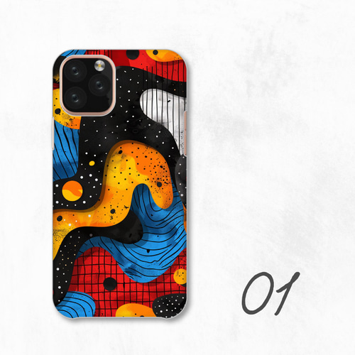 アート デザイン パターン カラフル 抽象 全機種対応スマホケース 背面