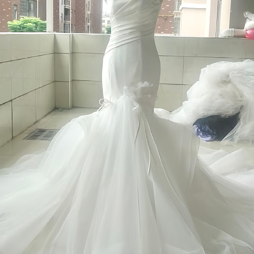 お買い得！高品質保証 マーメイドドレス立体的 ソフトチュール ベア  