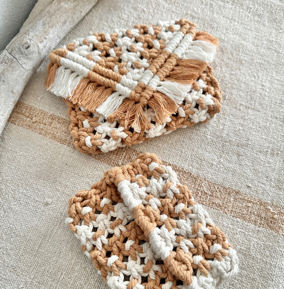 マクラメ フリンジポーチ＆ティッシュケースセット その他ケース  