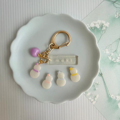 名入れ】クリア ネームキーホルダー【スノーマン】ネームタグ ネーム