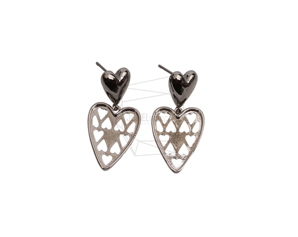 ERG-2637-R【2個入り】ハートピアス/Heart  Ear Post/ 15.8mm x 32mm 1枚目の画像