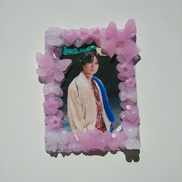 ホイップデコ　トレカケース　硬質ケース　B7　韓国　ピンク　リボン　 1枚目の画像
