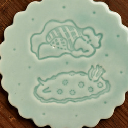 陶磁製コースター（陶板/プレート） 花型 ウミウシ 3枚目の画像