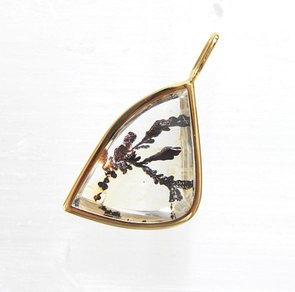 1点物 デンドリティッククォーツ ペンダント トップ（フリーフォーム）ネックレスチャーム SV925 ゴールド 天然石