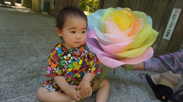 【おためし】ジャイアントフラワー ローズL レインボー　Giant Flower 花径約45cm　結婚式 装飾 3枚目の画像