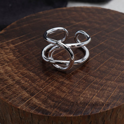 シルバー925 ノットリング 太め指輪 結び むすび ワイドリング シルバーリング 存在感 造形美 幾何学リング 2枚目の画像