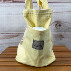 【包郵】驚喜貓刺繡棉質迷你托特包手提包帶口袋春夏版 第9張的照片