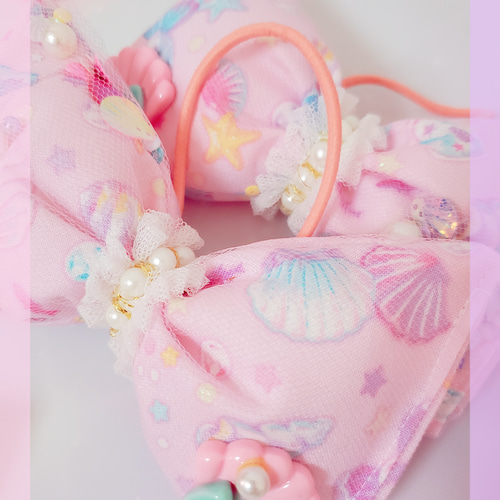 シェル リボン ヘアゴム ゆめかわ 結婚式 発表会 卒園式 入学式