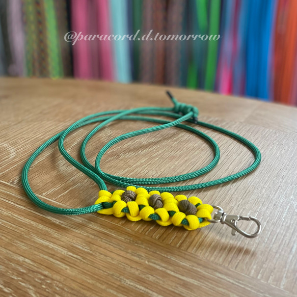 パラコードネックストラップ ショルダーストラップ 花柄 ひまわり