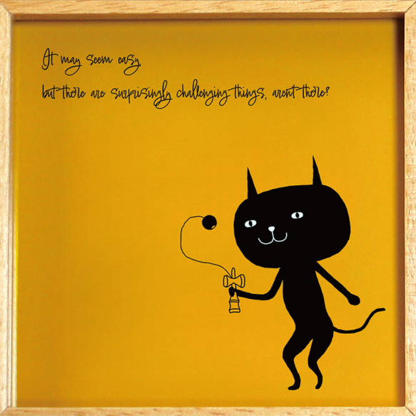 【額付き】 北欧　ネコ　猫　絵　絵画　アート　ポスター　黒猫　イラスト　グッズ　猫モチーフ　雑貨「ねこのひげ　0074」 6枚目の画像