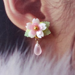 【受注制作】桜の花の揺れるピアスorイヤリング　3種　パピエル® 4枚目の画像