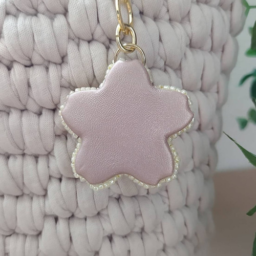 1点限り】2way 桜 ビーズ刺繍 バッグチャーム/キーホルダー バッグ