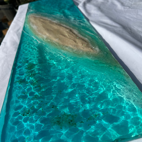 壁掛けアートパネル 壁飾り 南の島の名もなき島 90×25 レジンアート