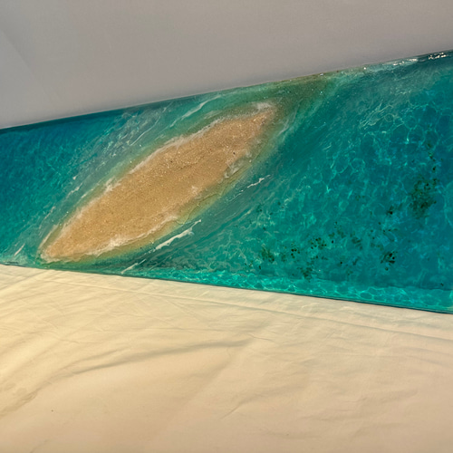 壁掛けアートパネル 壁飾り 南の島の名もなき島 90×25 レジンアート