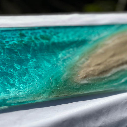 壁掛けアートパネル 壁飾り 南の島の名もなき島 90×25 レジンアート