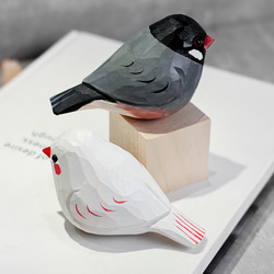 木彫りの鳥、2点セット、手作り、無垢材 置物 動物 ギフト　プレゼント　ギフトラッピング 5枚目の画像