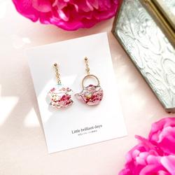 ChinaTea earring -花と鳥-｜中国茶器イヤリング・ピアス 5枚目の画像