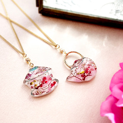 ChinaTea necklace -花と鳥-｜中国茶器ネックレス 2枚目の画像