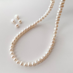 長く使える 高品質 淡水本真珠AAAネックレス/ピアスset 入学式 フォーマル テリ艶 14kgf 6月誕生石 1枚目の画像