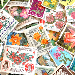 ＊。海外の美しい花の切手 .。＊ 15枚アソートセット（レジン封入素材、コラージュやラッピング等にも） 2枚目の画像