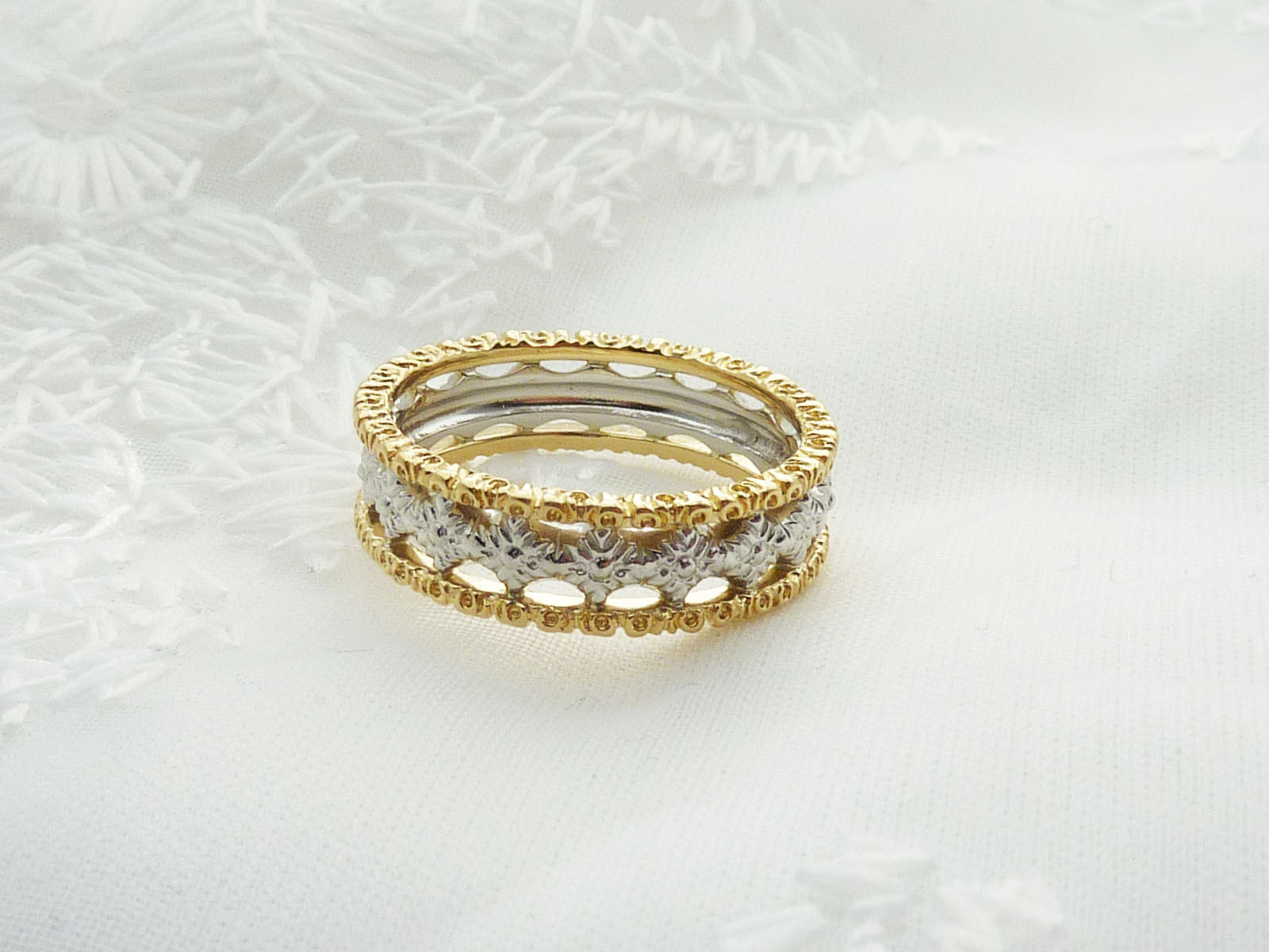 【Elegant】Pt900/K18YG 　アンティーク調　リング