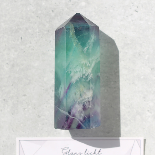 エンジェルフェザーフローライト 六角柱 ポイント 天然石 蛍石 希少