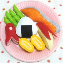 【受注製作】焼き魚セット/フェルトおままごと フェルト ままごと☆焼き鮭セット おもちゃ・人形 うりんこ堂 通販