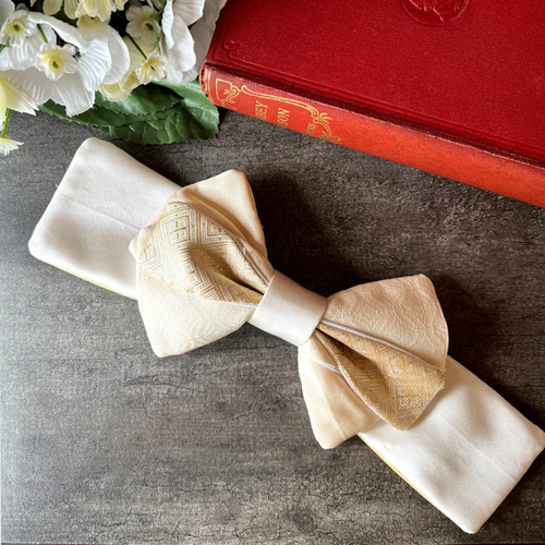 送料無料】京都 正絹 西陣織 金襴生地 絹シルク100％ 髪飾りリボン 袴  