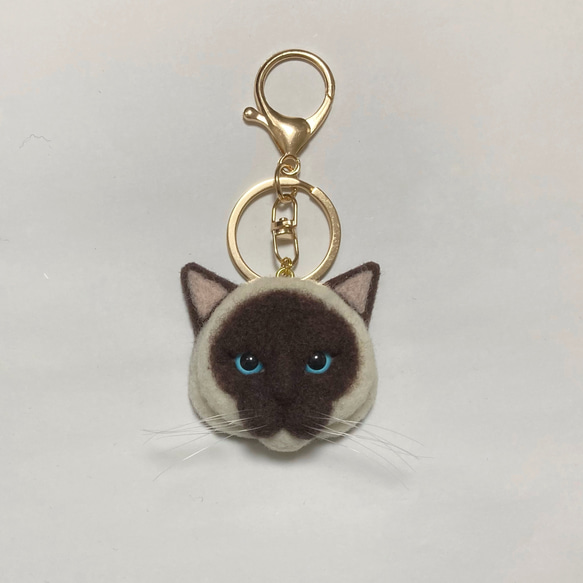 新作 羊毛フェルト 猫キーホルダー シャム猫 キーホルダー まめちま その他