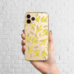 “Spring Mimosa”iPhone/Android 智慧型手機殼透明所有型號透明春季櫻花觀賞花卉圖案可愛 iPhone 第3張的照片