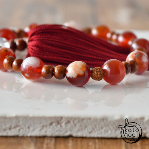 紅桜瑪瑙 桜木玉 ルドラクシャ 水晶 女性 数珠 念珠 略式数珠 一連